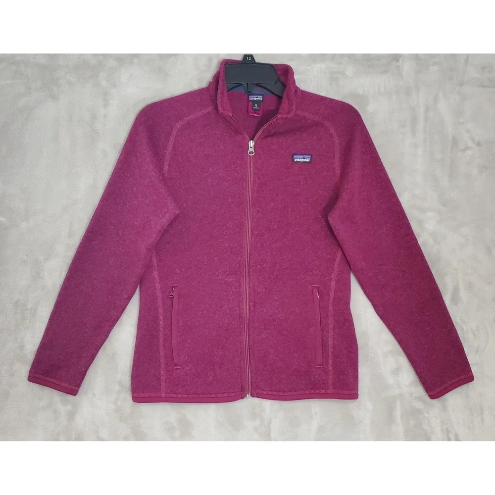 Patagonia Better Sweater Jacket Kids XL 14 Full Zip Fleece Burgandy Wine EUC - Picture 1 of 9